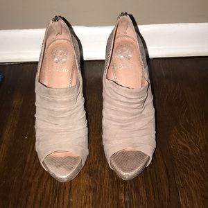 Taupe suede/snake skin Vince Camuto bootie heels